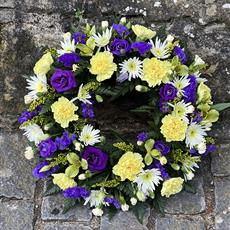 Springtime Lemon and Purple Wreath