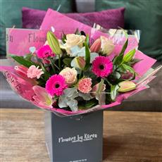 Pretty Pink Lily and Rose Hand  Tied 