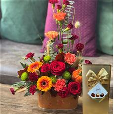 AUTUMNAL HARMONY FLORAL TIN WITH CHOCS