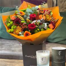 AUTUMN SPLENDOUR WITH CANDLE 