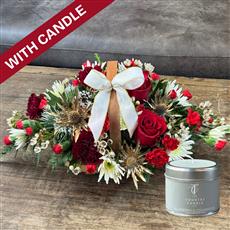 YULETIDE BASKET WITH CANDLE TIN