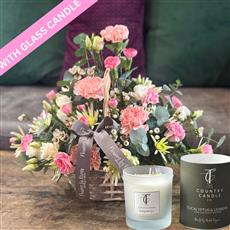 PRETTY PINK BASKET WITH CANDLE 