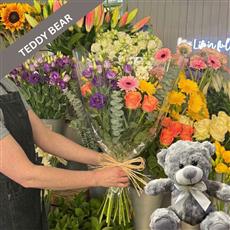 TRADITIONAL BOUQUET WITH TEDDY 
