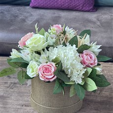 White and Pink Artificial Hatbox 