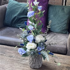 Blue and Cream Artificial in Stone Vase 